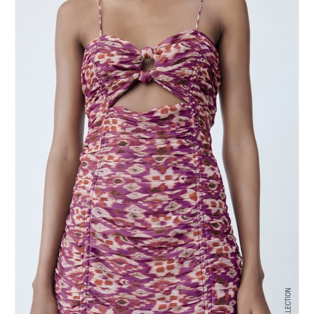 Printed DRESS WITH DRAPING - Picture 2 of 6
